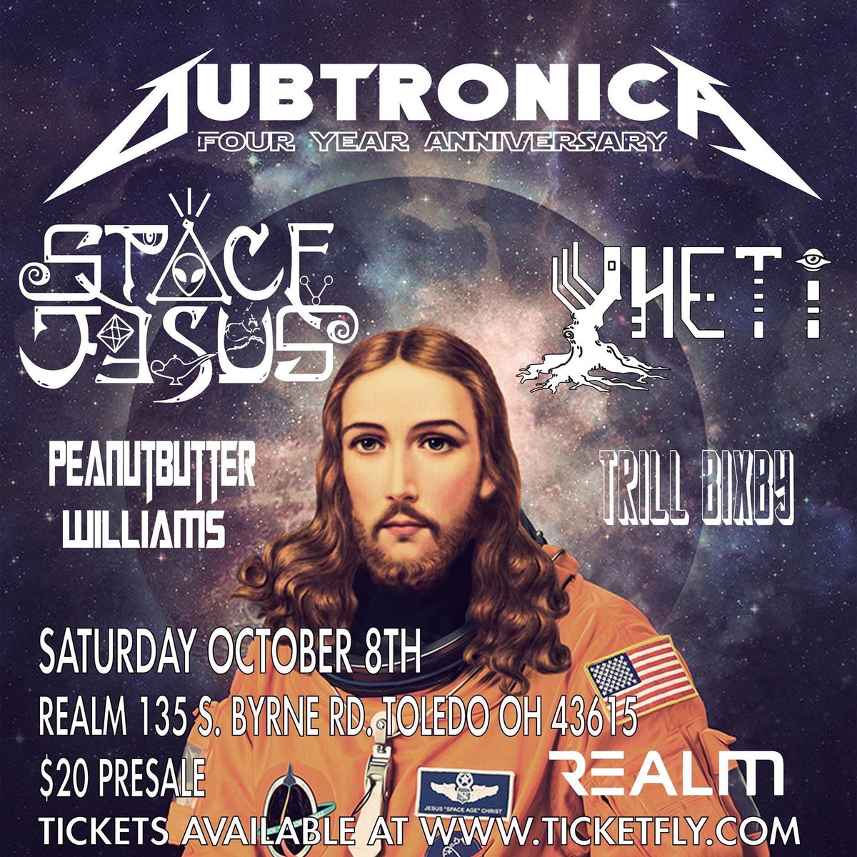 ttowndubstep's tweet photo. 1week to go. #dubtronica #spacejesus #yheti #peanutbutterwilliams #trillbixby #thunderstclair https://t.co/ePbz3H7cS8