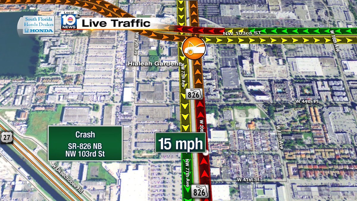 Broken down car on SR-826 NB at NW 103rd St #traffic https://t.co/SCrIB3KDCC