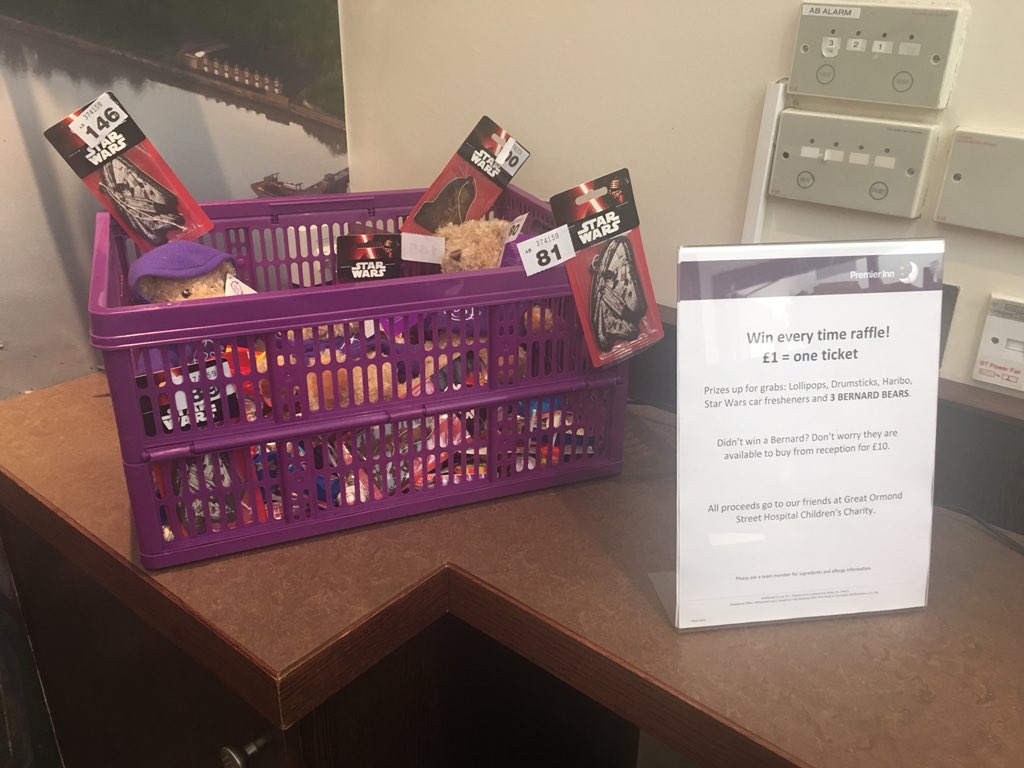 KentArea's tweet photo. Win every time raffle for @GreatOrmondSt at #GillinghamBusinessPark - Chewbacca and Millennium Falcon car fresheners up for grabs! @k100sty https://t.co/TFFsVaVqML