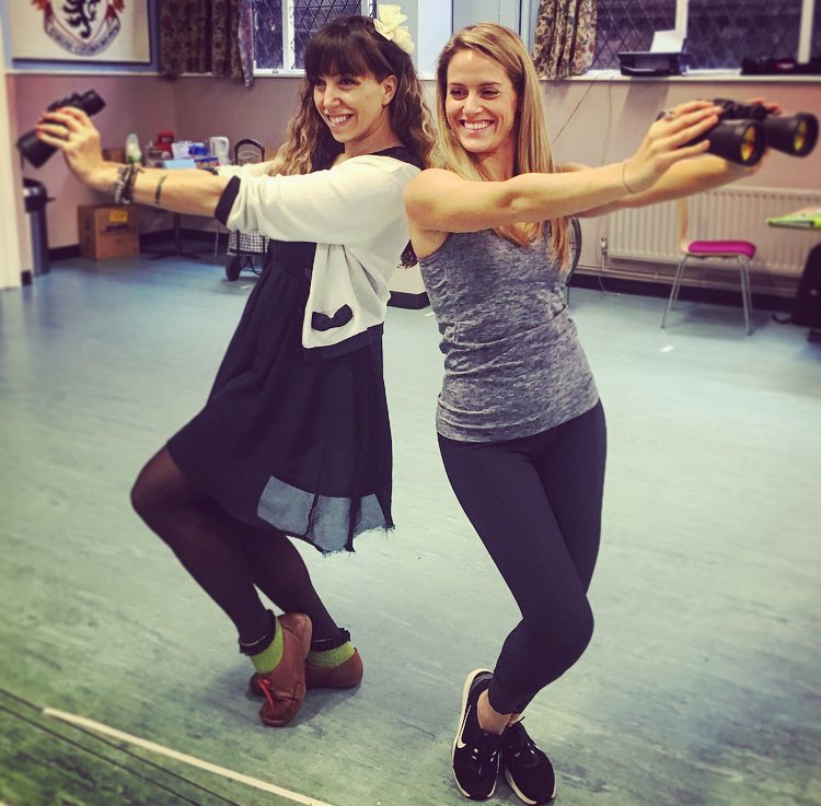 ShoutMusical's tweet photo. Our gorgeous Director/Choreographer @RackyPlews &amp; Assistant @RobynMellor starting the day off with some Binocraphy! https://t.co/qtQsHwoHJw