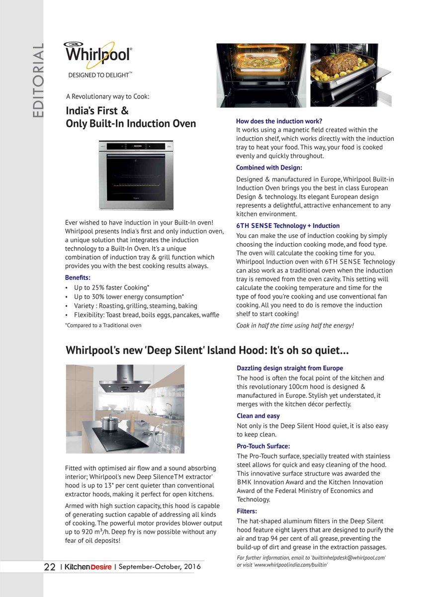 KitchenDesire's tweet photo. Editorial : Whirlpool #article published in #KitchenDesire #SeptemberOctober #2016 Issue https://t.co/BBqbTaU0M4