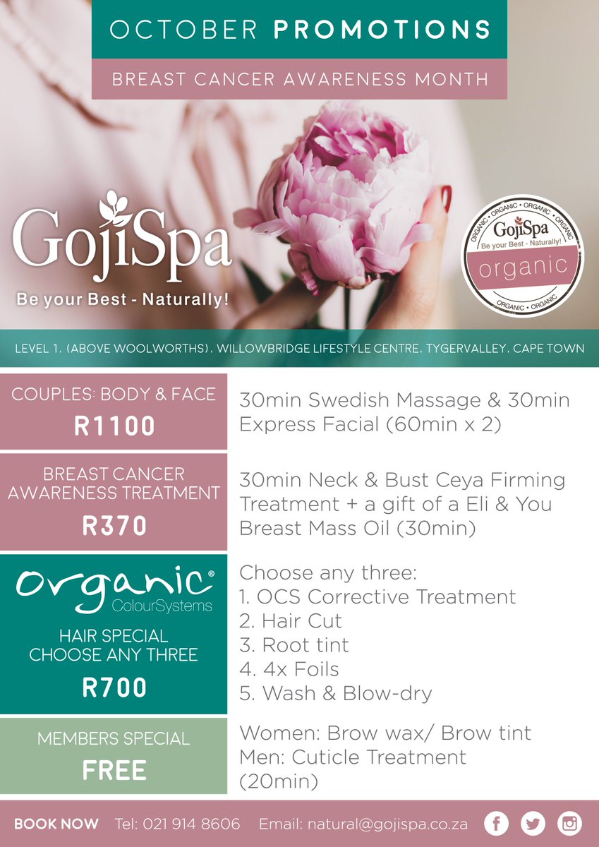 Gojispa's tweet photo. Check out some of our awesome October specials! 

Give us a call on 021 914 8606 to book your appointment https://t.co/mlgFJF5ili