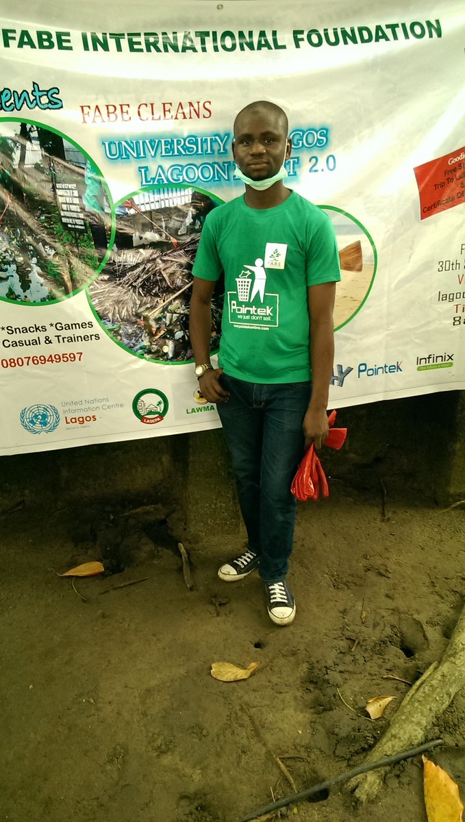 adewuyitaofeeq's tweet photo. Taofeeq at Unilag Lagoon front for clean up. #pointek #FABE #Lagoonfront #fabenigeria https://t.co/Pp9nub8Owa