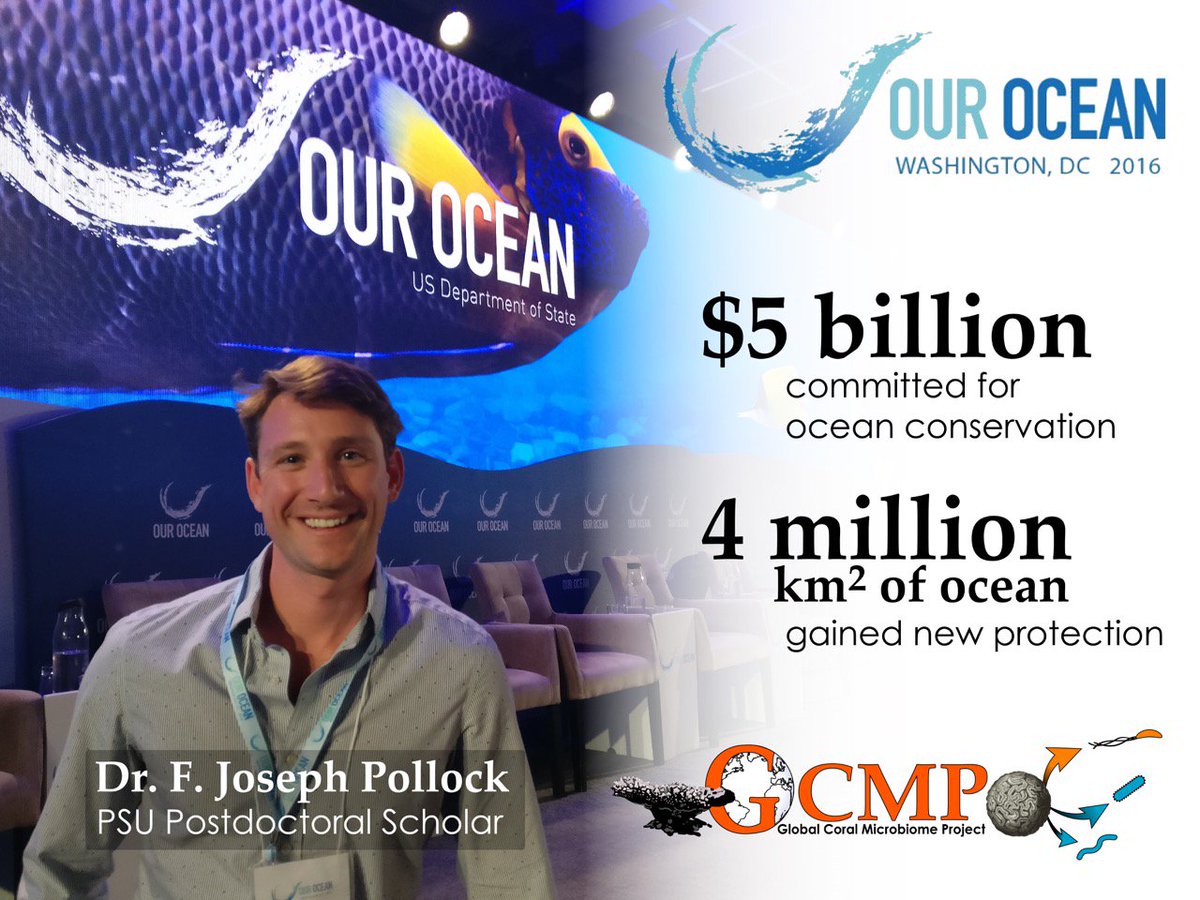 PennStateBio's tweet photo. @PennStateBio postdoc @FJPollock attended @JohnKerry’s #OurOcean Conference in DC. $5 billion raised and 4 million sq km of ocean protected. https://t.co/sZkLn2foBm