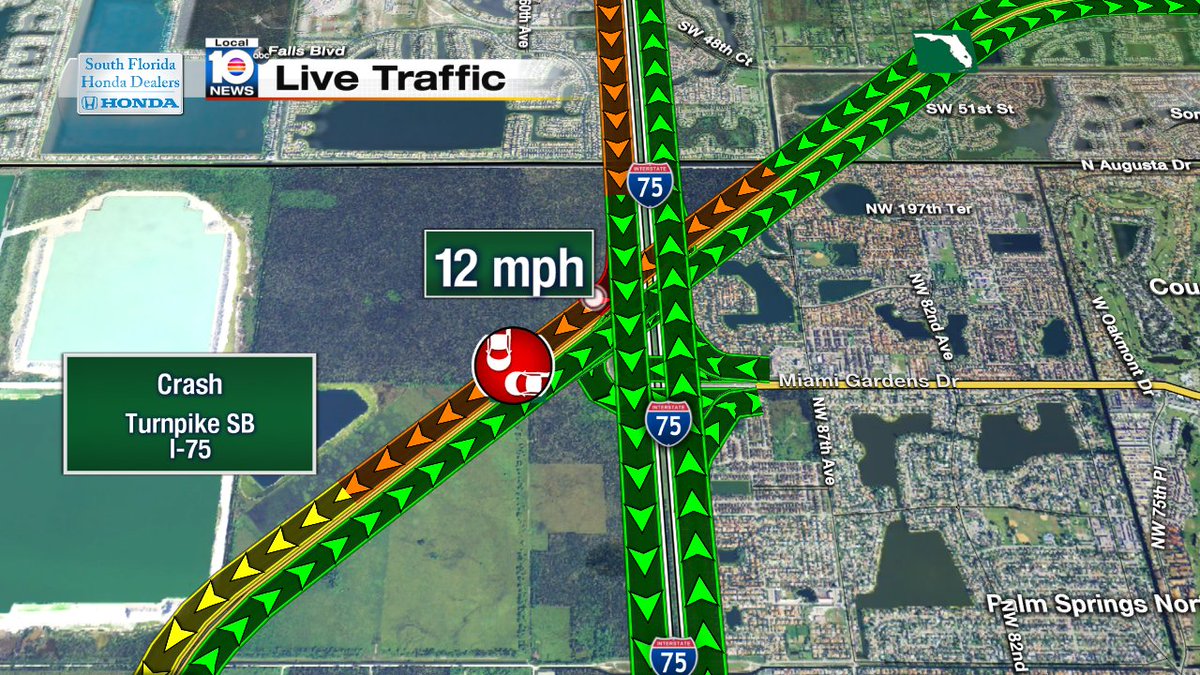 Crash on Turnpike SB at I-75 #traffic https://t.co/j8ZuPhPrfj