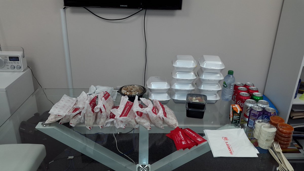 Ascensor's tweet photo. We are having a great fuddle today organised by Ben. Thank you @Frankiesburgers for the food! #funcoordinator #team #ascensor https://t.co/xf1GyCMv3N