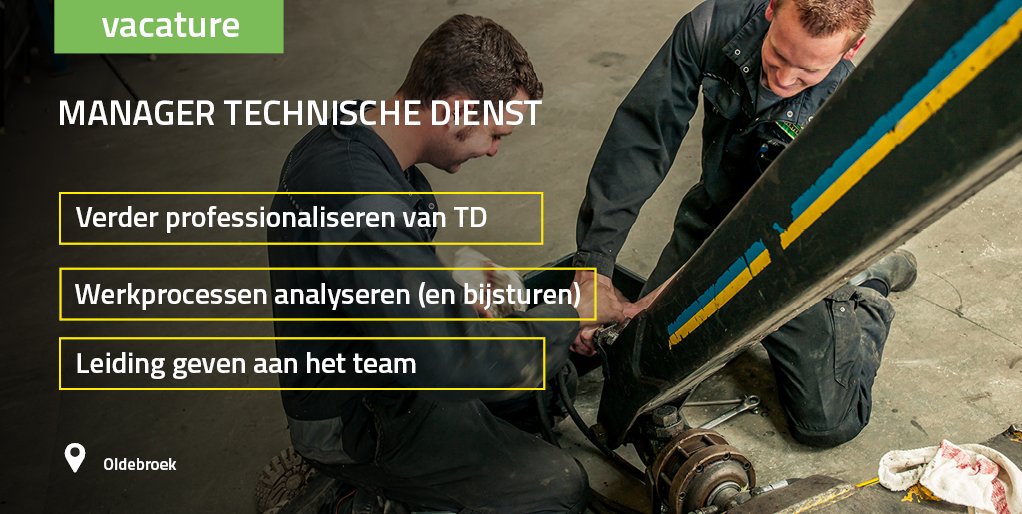 #Vacature Manager Technische Dienst in Oldebroek. #professionaliseren #passie #leidinggeven Graag RT! vanwerven.nl/manager-techni…