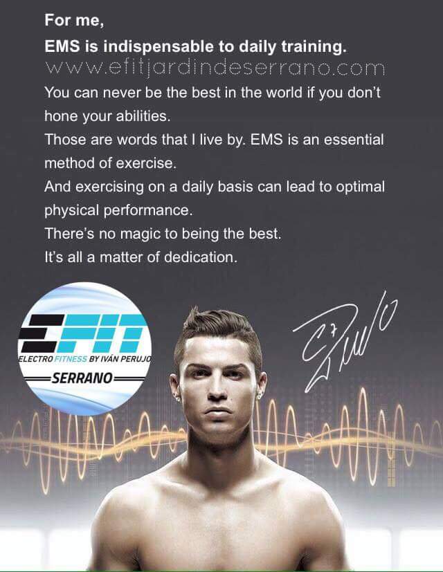 efit_serrano's tweet photo. Hoy en #efitserrano os dejamos el testimonio de #CristianoRonaldo respecto al #electrofitness. Él ya se ha sumado! Y tú? Te animas?? https://t.co/iidkE4907D