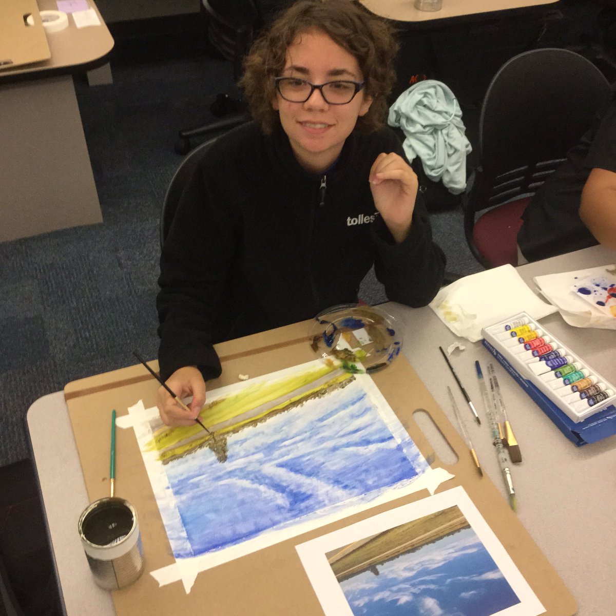 Smith_ADC's tweet photo. Art students learning wet on wet watercolor techniques #tollesADC2018 https://t.co/QOUNi5ZPND