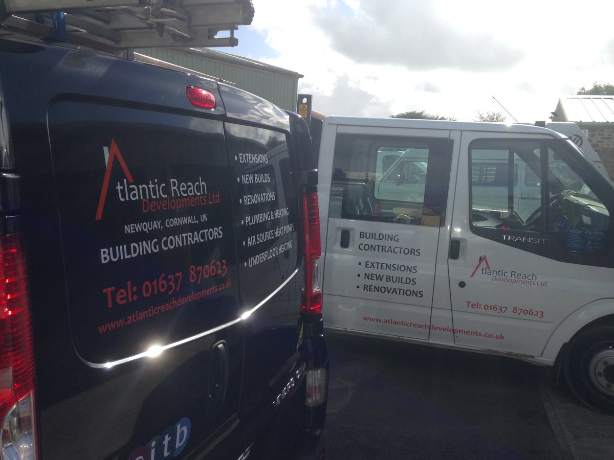 UsforPrint's tweet photo. A lovely day for sign writing Atlantic Reach Developments van and lorry! https://t.co/ia9SNJxVdO
