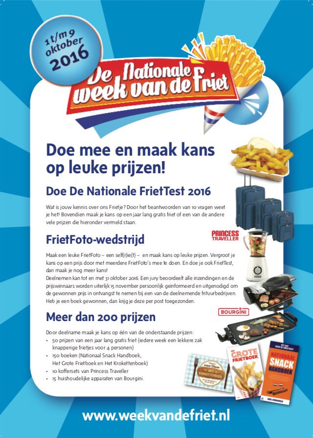 Normaal gesproken kan het niet elke dag feest zijn, maar voor de 1e week van oktober maken we een uitzondering: De Week van de Friet