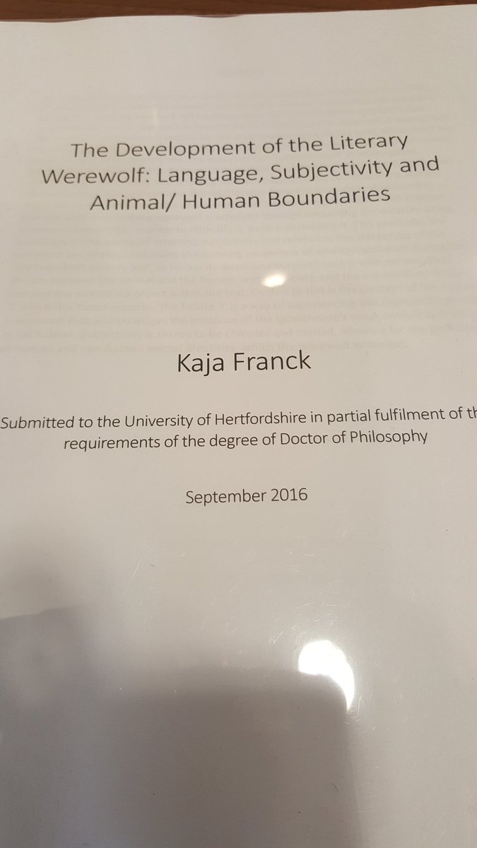 DrSamGeorge1's tweet photo. My lovely PhD student @KajaFranck submitted her thesis on werewolves today. it's been an absolute joy to see this grow @OGOMProject https://t.co/bEF5JfF425