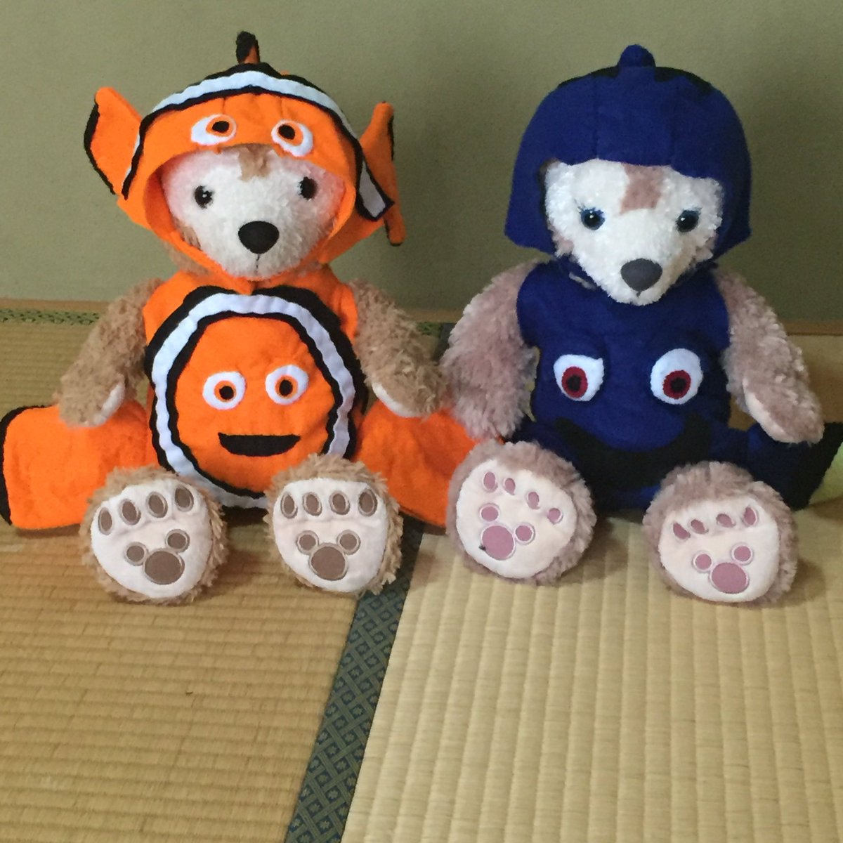 こむぎ タコのハンクの帽子が完成しました この帽子 をかぶって ニモとマーリンの服を着たダッフィーとドリーの服を着たシェリーメイとクラッシュの服を着たジェラトーニを連れてディズニーハロウィンのフル仮装の日に遊びに行きます ファインディング