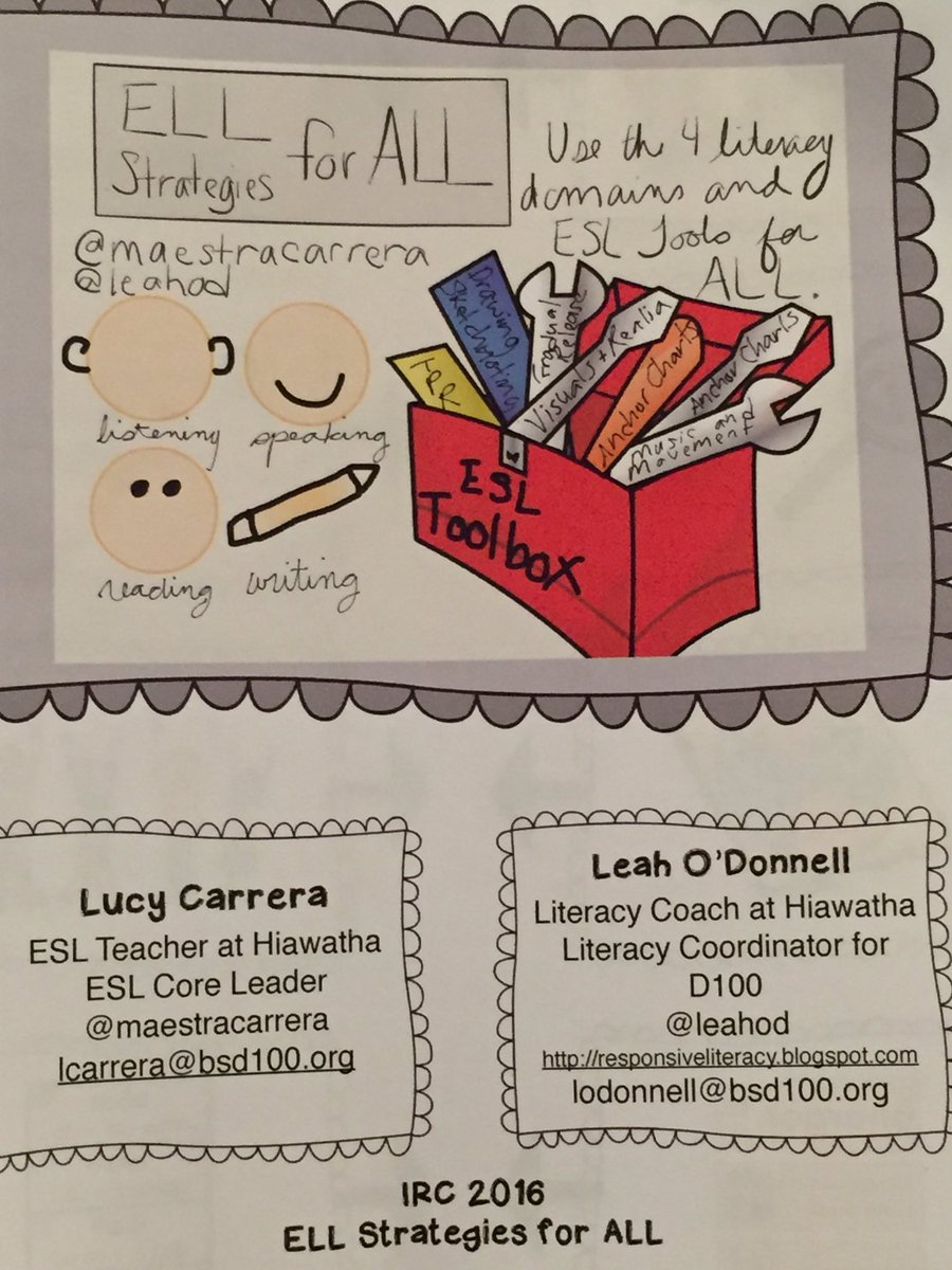 JodiMeyer21's tweet photo. ELL Strategies for all with @maestracarrera and @leahod #IRC2016 #hiawathapride #proudprincipal https://t.co/EM9WAZYRvN