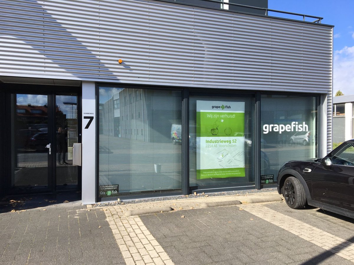Vandaag is Grapefish verhuisd! Nieuw adres: Industrieweg 52, Voorschoten.