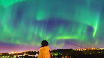 Iceland's capital plunges into darkness for stunning Northern Lights display -