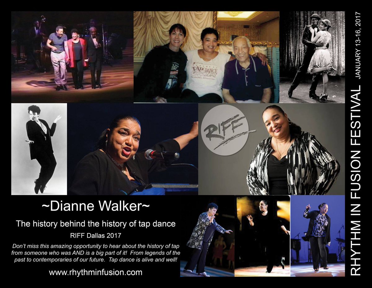 Dianne Walker will be teaching The History Behind The History of Tap, at RIFF Dallas!!!  #RIFF2017 rhythminfusion.com <a href="/rhythm26/">Dianne Walker</a>