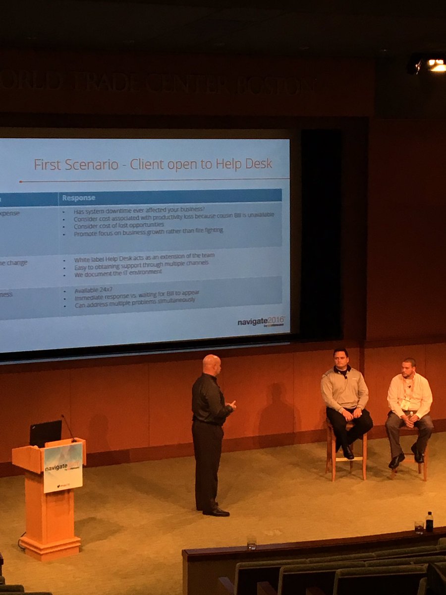 Role playing common objections to selling Help Desk with <a href="/ContinuumCorey/">Corey Nulton</a> and @ContinuumPaul. Great stuff from #nav16 @FollowContinuum
