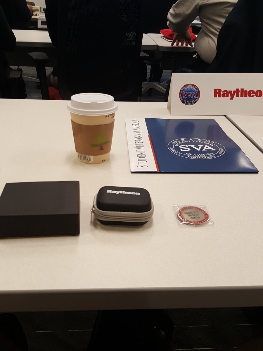 SDMesaSVO's tweet photo. Some dope swag from @Raytheon! Thank you for hosting us! #SVALeads #NationalCoffeeDay #FridayFeeling https://t.co/K538b0q27R