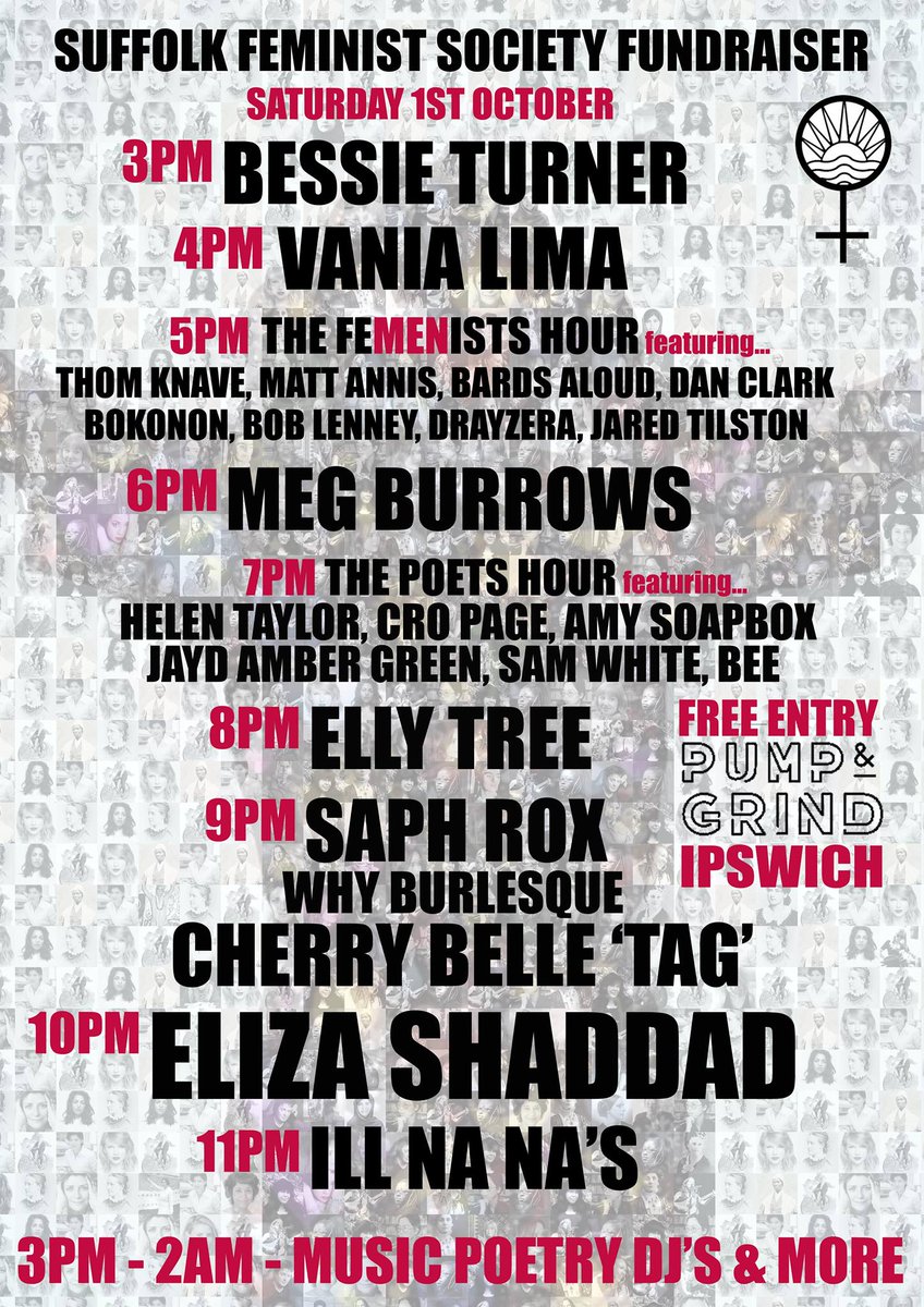 Great #gig tomorrow #Ipswich #Suffolk <a href="/pump_and_grind/">Pump & Grind</a> for <a href="/SuffolkFemSoc/">Suffolk Fem Society</a> with #music #poetry #djs #burlesque &amp; more FREE ENTRY! PLS RT #love