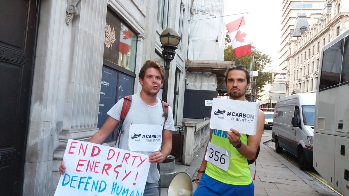 TCEuk's tweet image. At Canada House: no to new dirty energy infrastructure such as LNG terminals or pipelines! #CarbonMarathon