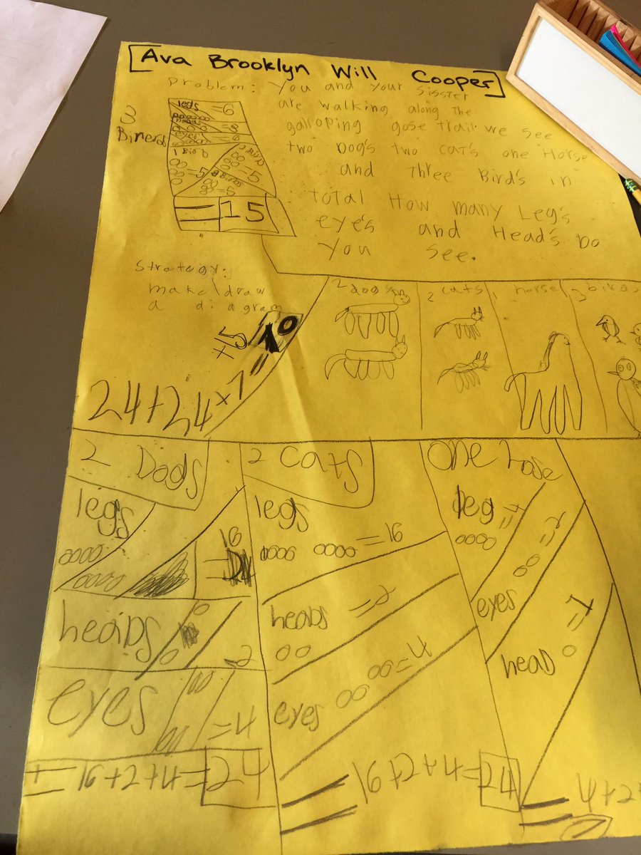 qae_liner's tweet photo. Today we made a poster in groups of four! We solved the problem with using the make and draw a diagram strategy! https://t.co/NN1ZIAxnJs