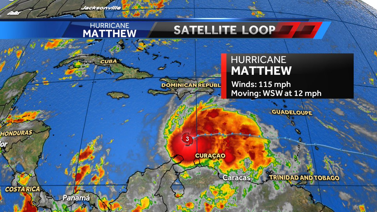 NEW: Hurricane Matthew now a major category-3 storm with winds of 115 mph. wcvb