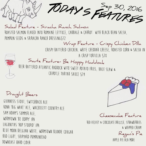 Check out our Lunch specials at the #FlyingRhino.