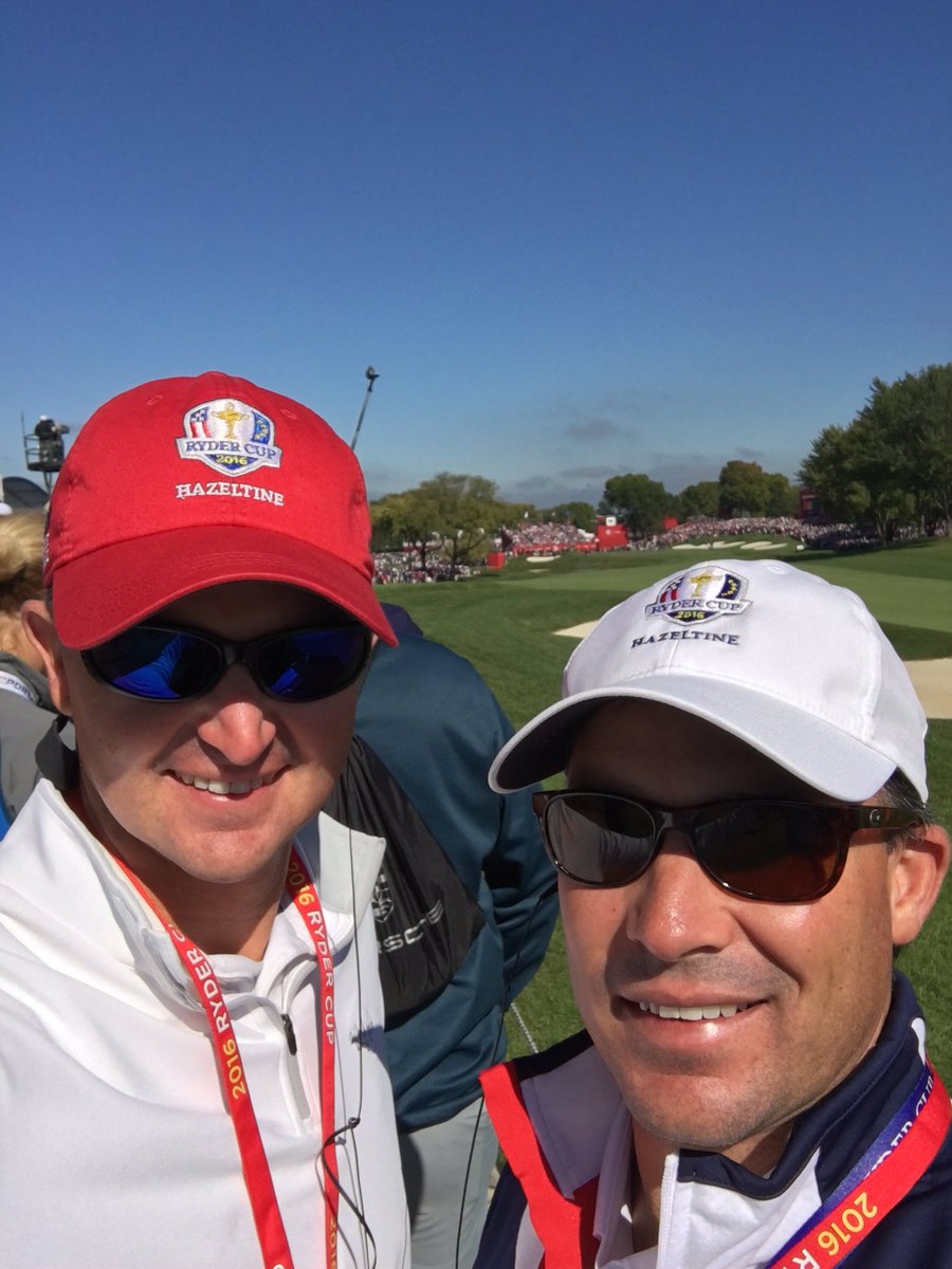 newaldrop's tweet photo. The 16th is on fire!  It is electric out here. We can't thank @Love3d enough. @BentonEmblom @AndrewsSportMed #RyderCup https://t.co/lbWRB6wMDD