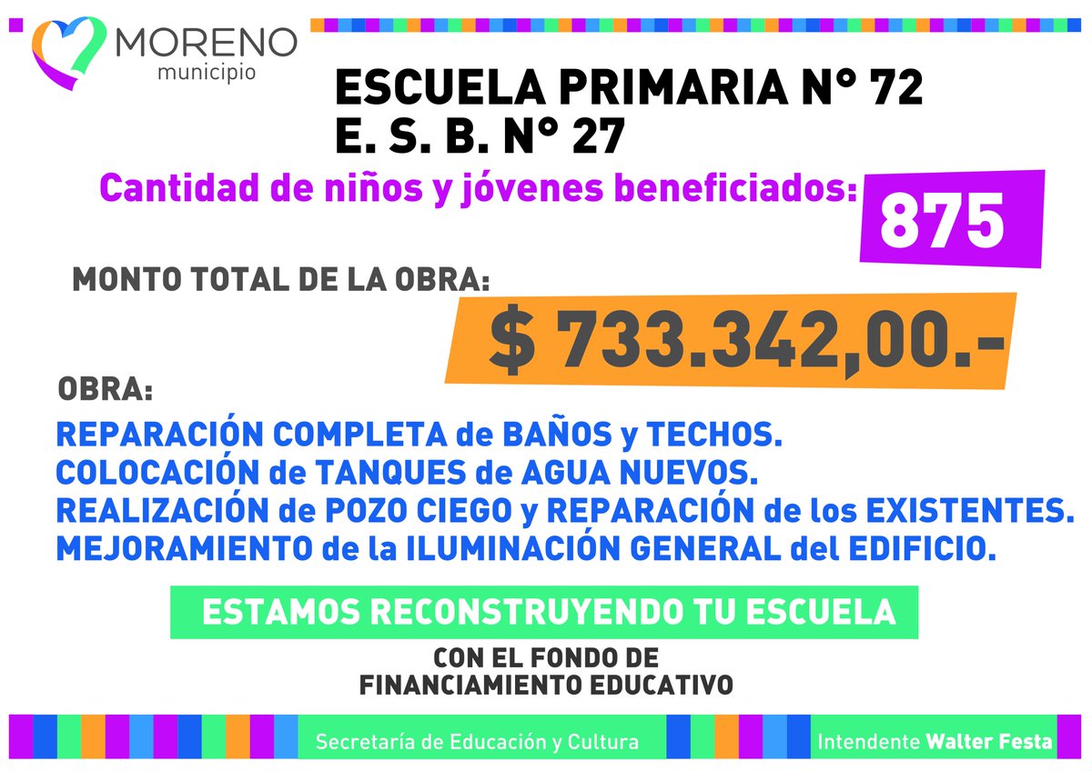 MunicipMoreno's tweet photo. #Educación #FondoEducativo El Municipio avanza en obras escolares con el Fondo de Financiamiento Educativo. https://t.co/XsXoCgGYRX https://t.co/JXGQaP7ATD