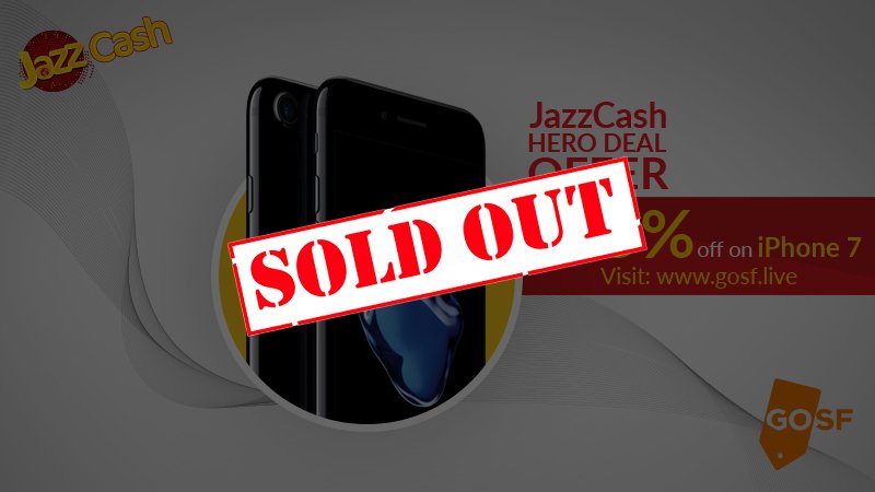 JazzCash's tweet photo. iPhone 7 SOLD OUT!
#gosfpk #JazzCash https://t.co/7xppcnLaLS