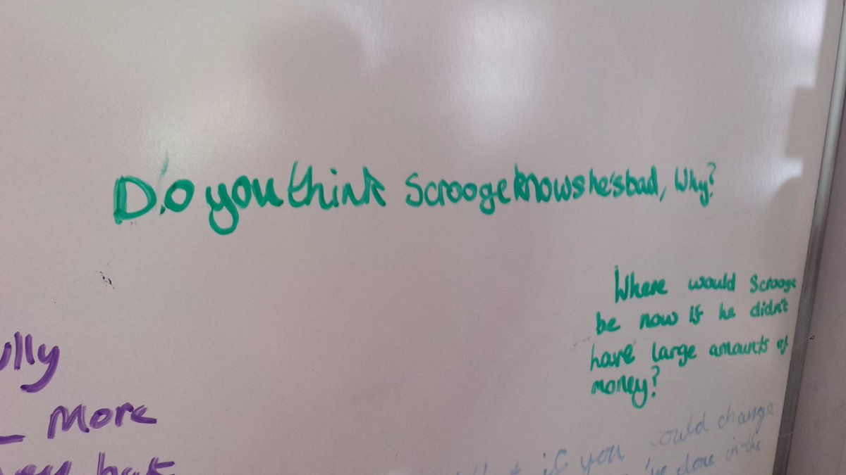 MrsCHockin's tweet image. Year 7 students creating their own HOTs questions for A Christmas Carol #extension #challenge