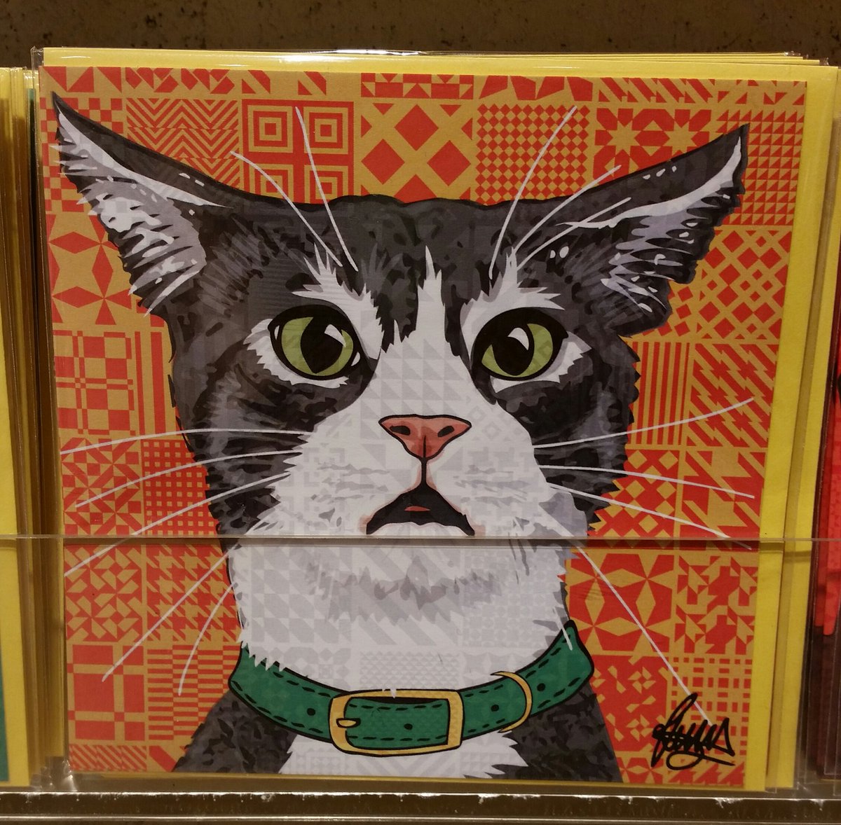 TizzieBeeDesign's tweet image. LOVE the expression on this cat's face 😍😃 Gorgeous pop arty card by @rosehilldesigns seen in @scribblercards