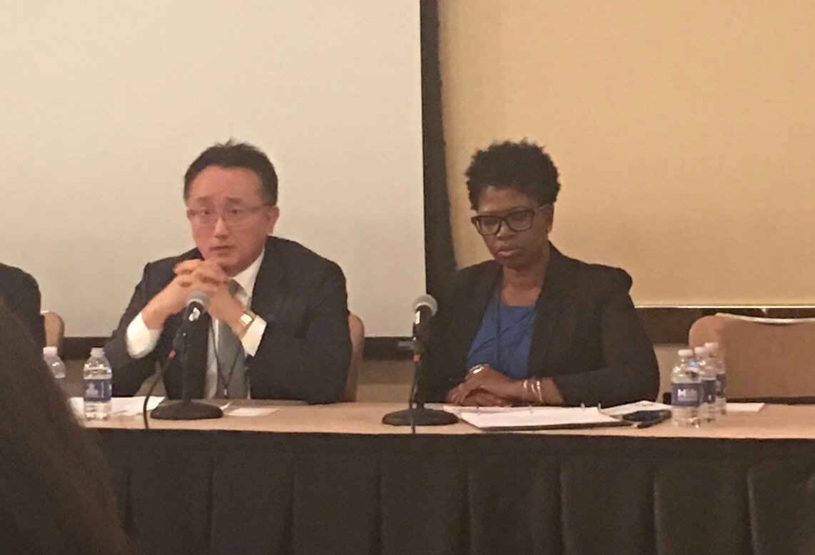 MultiTrainingSy's tweet photo. Panelist #PaulKoh @Hyundai_Global with MTS VP/Moderator @rhondawelsh at #RPCGAS2016 panel on #HR and #Diversity in #Leadership https://t.co/J3DqcEsl3E