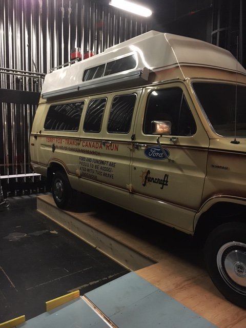 Terry Fox's original van, on stage for Marathon of Hope: Terry Fox Story, opens Oct 5, St.Jacobs Country Playhouse.