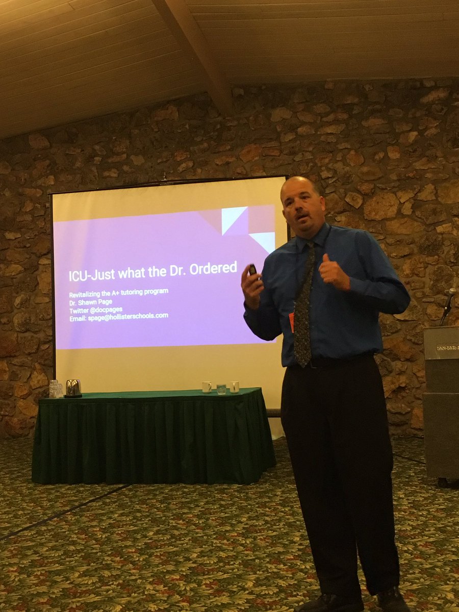 LeechSandy's tweet photo. Dr. Page presenting on how Hollister MS holds kids accountable to help them be successful! #MSBA2016 @Hollister_RV @HMSTigerPride https://t.co/xiTNBO9gbg