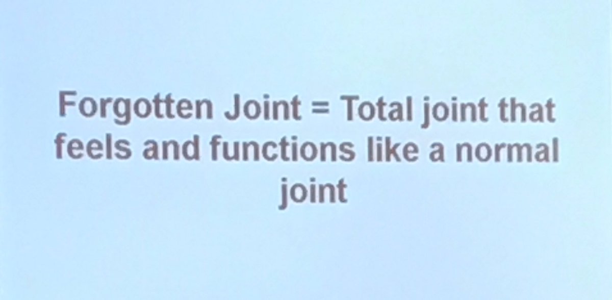 OCResearchInst's tweet photo. Dr. Tom McCoy talks about forgotten joints and what factors play into a replaced knee joint being "forgotten". #OMD2016 https://t.co/DsnJ0dIYys
