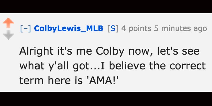 #AMA: "Rangers pitcher Colby Lewis here to take your questions."

💬: The Colbra on r/baseball redd.it/559khz