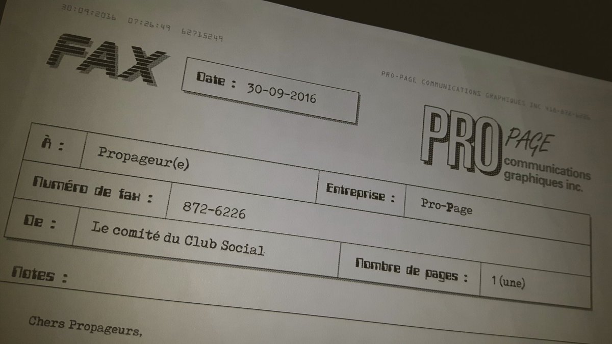 Propageur's tweet photo. Annoncer au Propageurs ce qu'on leur réserve pour le party de Noël...par fax! #80s https://t.co/ve3xnVg62n