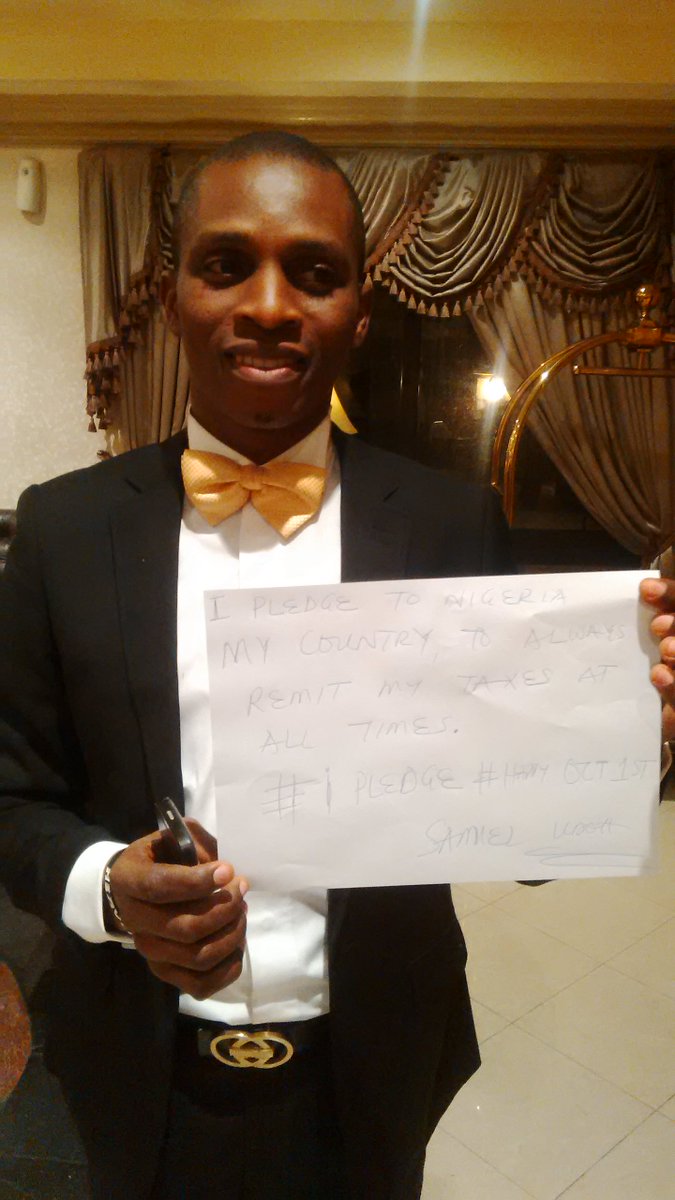 Sammyudo's tweet photo. #iPledge to always remit my taxes. #HappyOct1st @fidelitybankplc RT https://t.co/dR8ut7tYEa