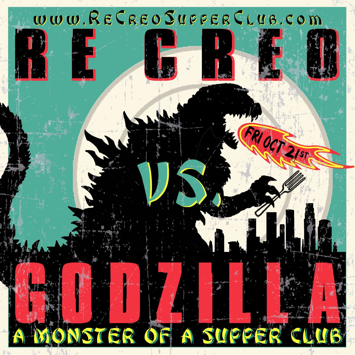 ReCreoSupper's tweet photo. RE CREO vs GODZILLA Oct 21st 8PM
A Monster of a Halloween Supper Club! 
Menu &amp; Tix at https://t.co/rUkXVY4Otp #supperclub #feastly #popup https://t.co/QEi1lvYhoB
