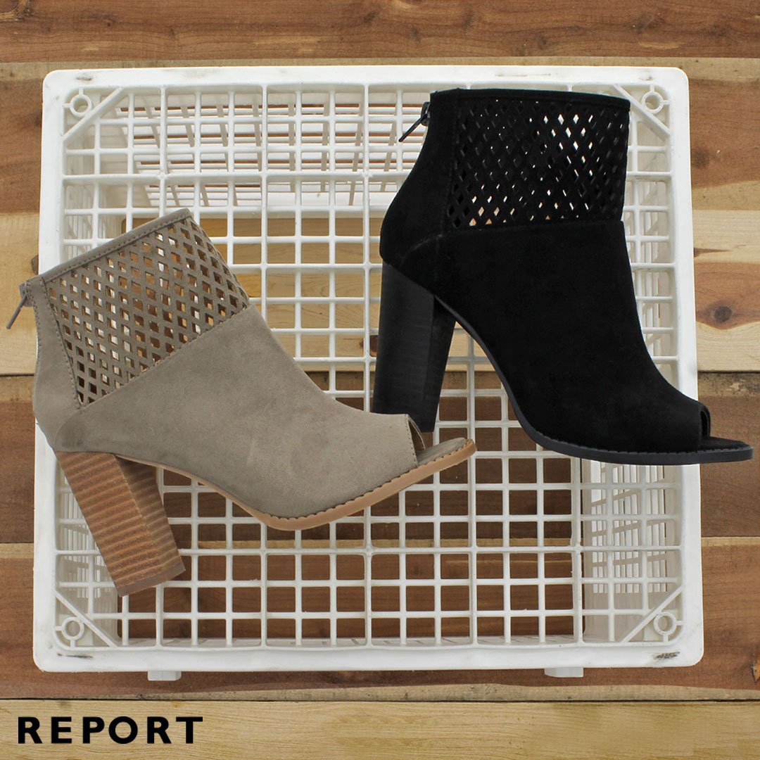 ShoeDeptEncore's tweet photo. It’s okay to show a little skin with #lasercut, #peeptoe booties. https://t.co/PkRPHt66Rt #ReportShoes #CutOutStyle #BlockHeels #Shoesday https://t.co/gKvqIITtAt