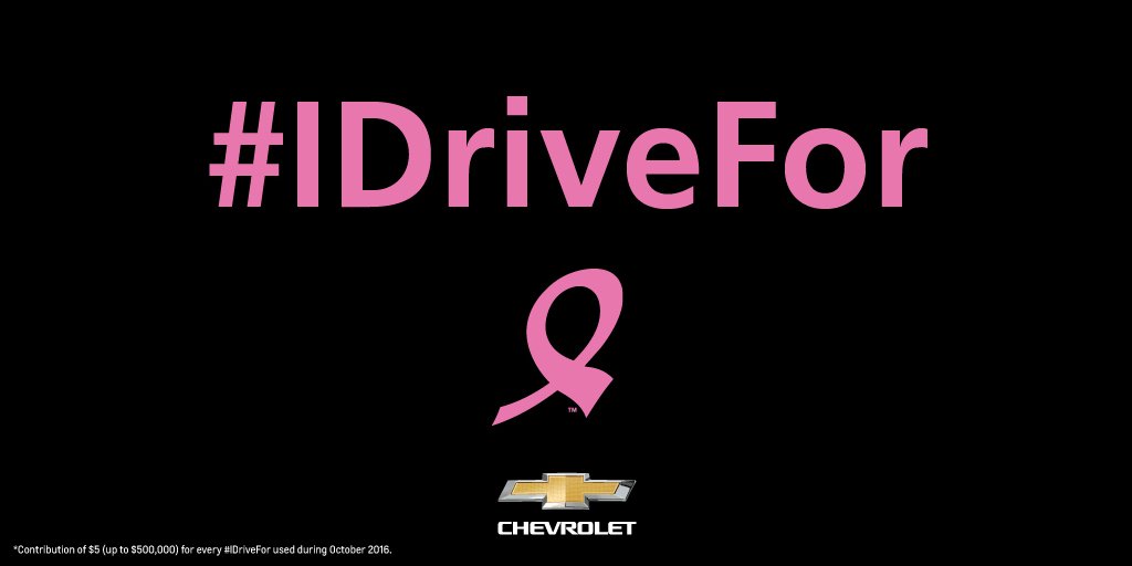 chevrolet's tweet photo. Retweet and we'll contribute $5 to @AmericanCancer to help save more lives from breast cancer. #IDriveFor https://t.co/3DqsuQNTxC