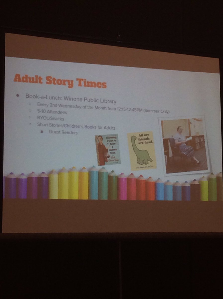 rlgray's tweet image. Adult story time!  #mnlib16