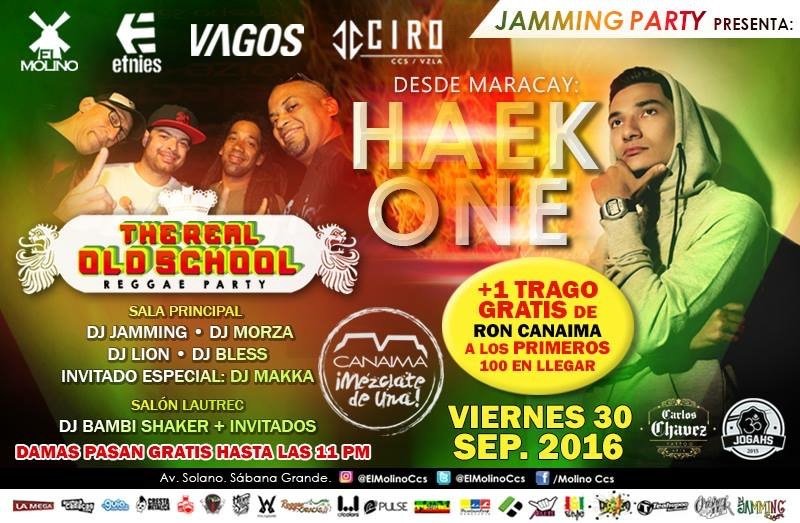 ElMolinoCcs's tweet photo. ¡HOY! #vie30 @JammingParty CHICAS GRATIS HASTA LAS 11 con @HAEKONE @larealoldschool @DjBambiShaker +1 Trago @roncanaima GRATIS a 1eros 100! https://t.co/VkU9ngiZKu