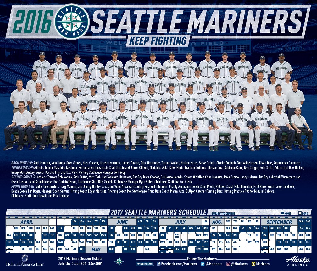 Seattle Marinersστο X: First look at the 2016 #Mariners team poster. All  fans take one home this evening as part of Fan Appreciation Night.  #KeepFighting  / X