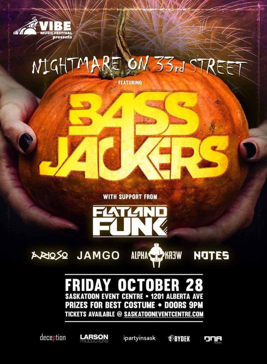 InfoPyramid's tweet image. #PyramidRecordings label head @Flatland_Funk to join @Bassjackers for a Halloween event at the Saskatoon Event Centre, Oct, 28!