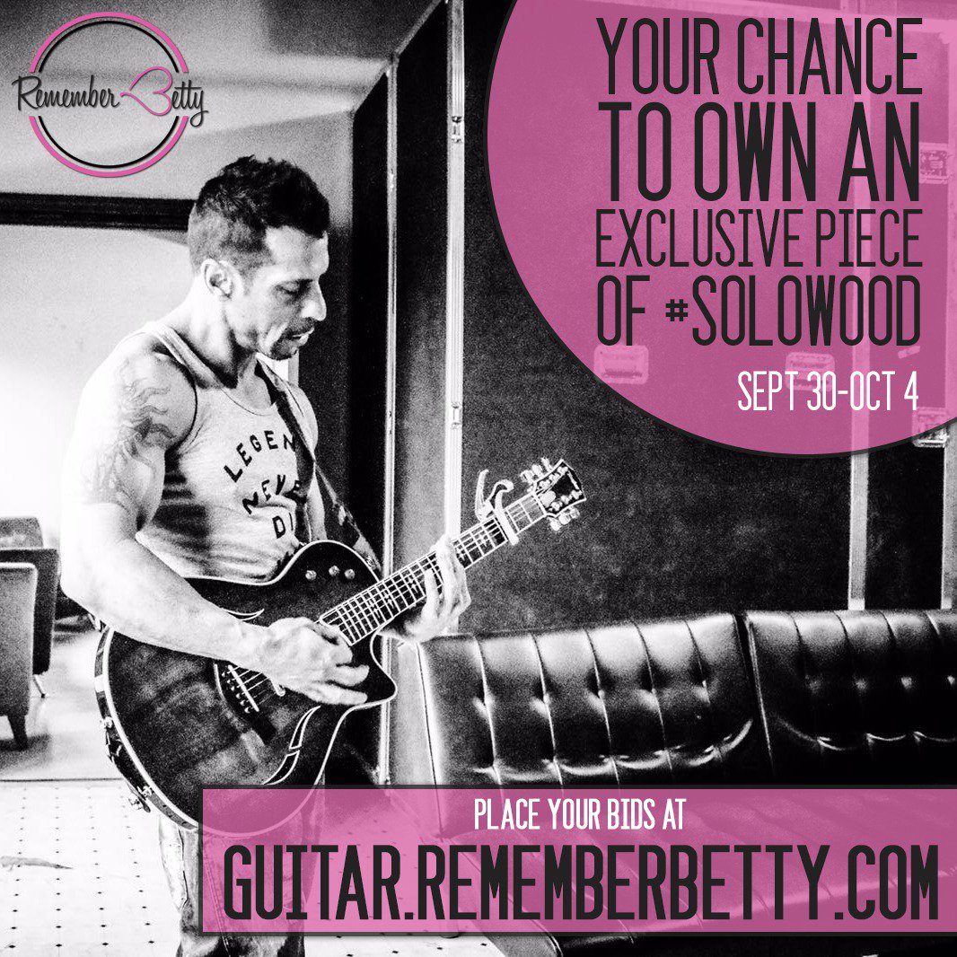 RememberBetty's tweet photo. Own a piece of #SoloWood! Place your bid on @dannywood's @TaylorGuitars T5 guitar to benefit @RememberBetty - https://t.co/G3vQ7L7Tpg https://t.co/XzYl3PctkD