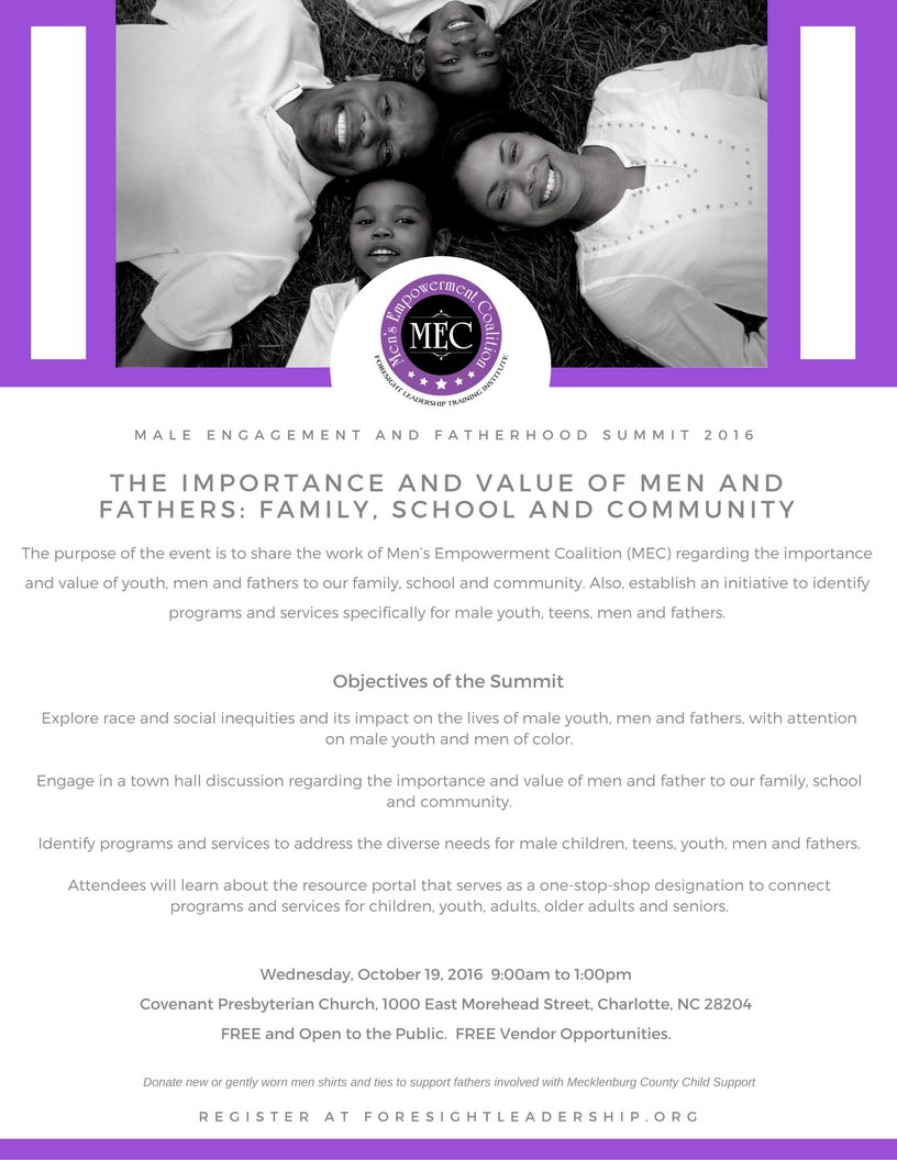 ForesightLeader's tweet photo. Male Engagement and Fatherhood Summit, Wednesday, October 19th Free Event. Free Vendor opp. Register now at https://t.co/UnLV22ePtk. https://t.co/596uAFJau1
