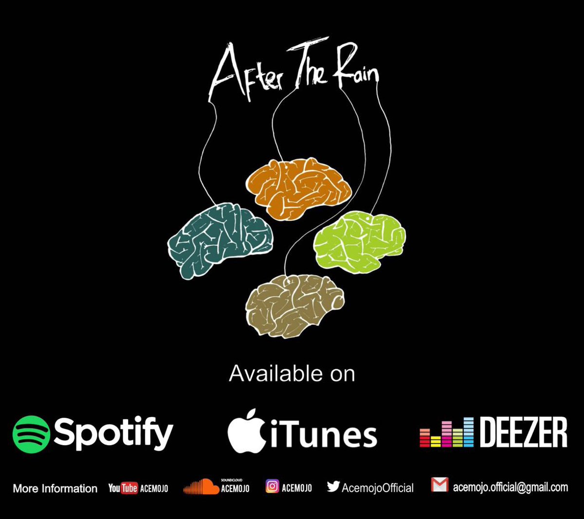 Single perdana kami After The Rain sudah ada di Spotify , Deezer dan bagi pengguna Apple bisa di unduh di iTunes .